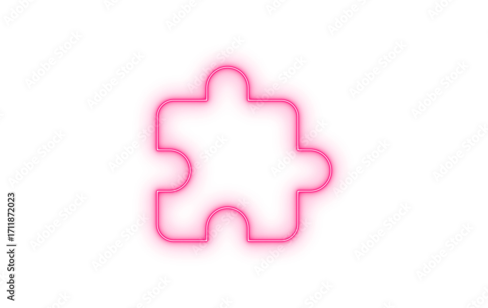 Poster abstract organic shape with neon pink glow and white outline illustrating connection, network, and u
