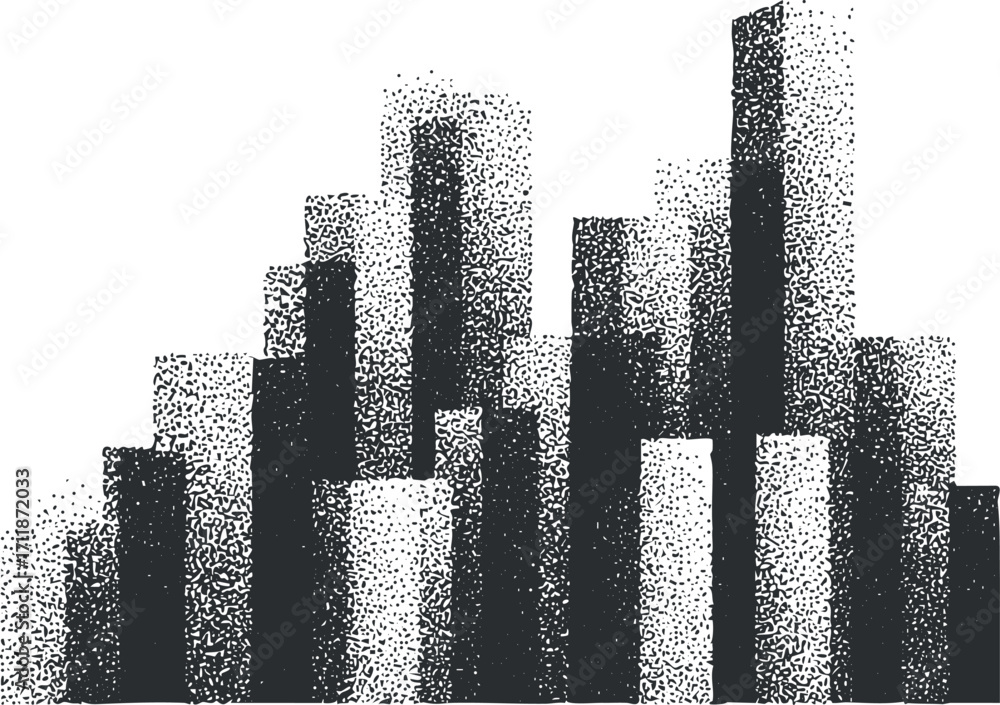 Aufkleber abstract monochrome bar graph illustrating data growth and statistics for business analysis.