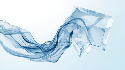 Abstract wallpaper with flowing transparent square water blocks for futuristic modern digital background design