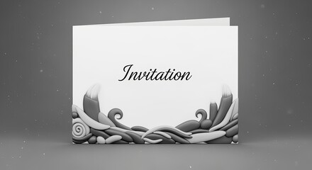 Stylish Invitation Card: A modern invitation card, beautifully designed with elegant typography and artistic details, perfect for weddings, parties, or any special event, set against a clean backdrop.