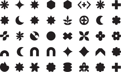 Vector shapes collection: stars, flowers, moons, and geometric icons eps silhouette
