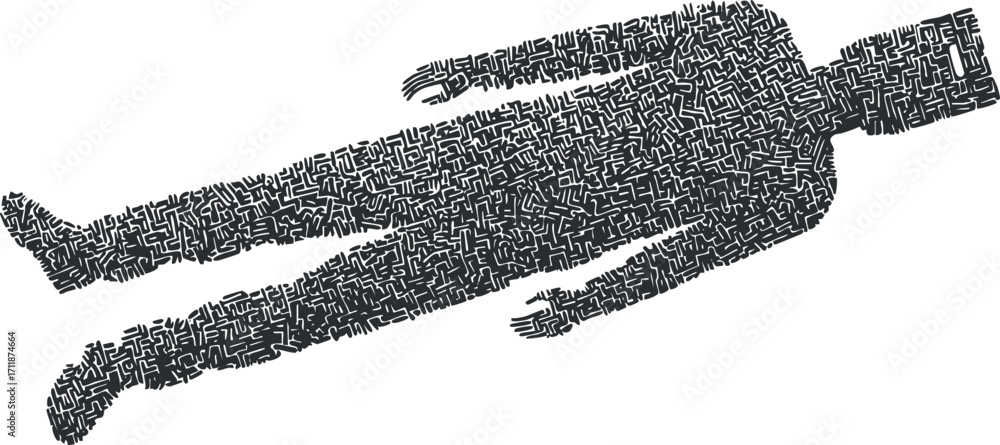Aufkleber abstract illustration of a silhouetted figure created with intricate patterns and lines.