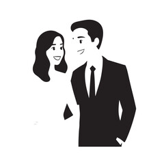 Beautiful Woman in Formal Dress Black and White Illustration Vector Art Design