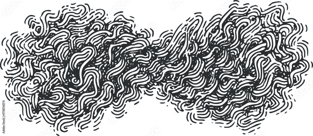 Poster an abstract illustration featuring dynamic and fluid lines creating a whimsical wave pattern.