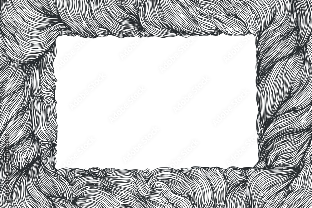 Poster an artistic black and white frame design featuring flowing line patterns and textures.