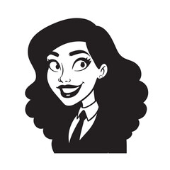 Beautiful Woman in Formal Dress Black and White Illustration Vector Art Design