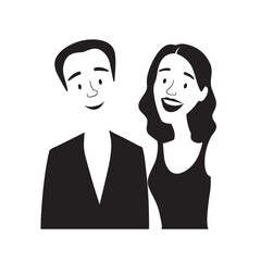 Beautiful Woman in Formal Dress Black and White Illustration Vector Art Design