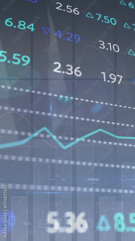 Poster animation of numbers with financial data processing