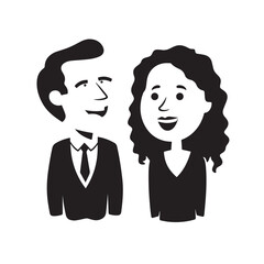 Beautiful Woman in Formal Dress Black and White Illustration Vector Art Design