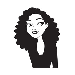 Beautiful Woman in Formal Dress Black and White Illustration Vector Art Design