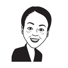 Beautiful Woman in Formal Dress Black and White Illustration Vector Art Design