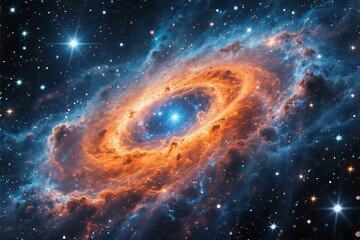 Cosmic fantasy illustration of a dust cloud nebula in a starry night sky