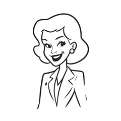 Beautiful Woman in Formal Dress Black and White Illustration Vector Art Design