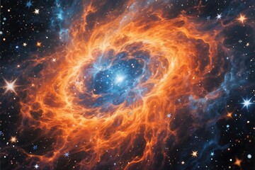 Fototapeta premium A swirling cosmic cloud of stardust and plasma frames our beautiful blue planet in the vast, dark universe