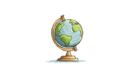 Colorful globe illustration on wooden stand