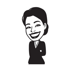 Beautiful Woman in Formal Dress Black and White Illustration Vector Art Design