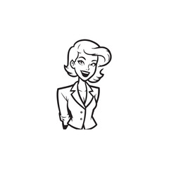 Beautiful Woman in Formal Dress Black and White Illustration Vector Art Design