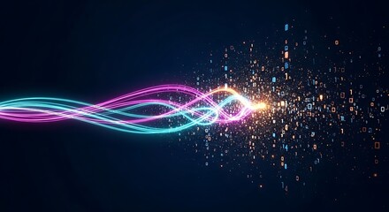 Abstract Data Flow with Neon Light Trails