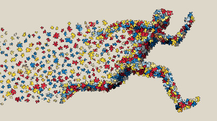 Colorful puzzle runner illustration