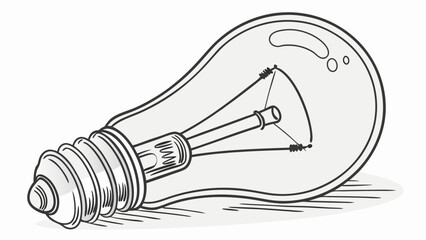 Hand-drawn incandescent light bulb lying down sketch idea inspiration energy electricity design element vintage retro lightbulb illustration power innovation creativity technology.