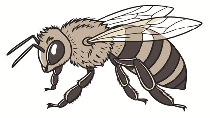 Obraz premium Honeybee illustration detailed drawing of a bee insect vector art striped bee design honeybee graphic bee clipart cute bee image bee icon honey producer pollinator insect nature illustr.