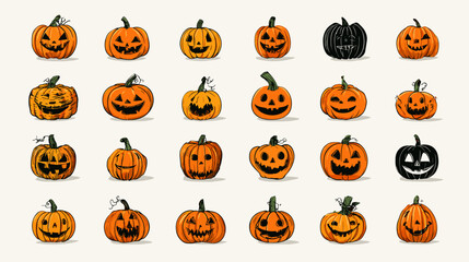 Various Halloween pumpkins collection