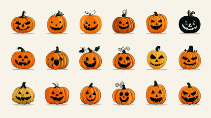 Various cartoon pumpkins for Halloween decoration