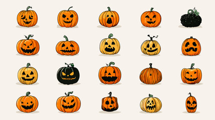 Various Halloween pumpkins collection