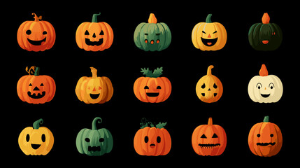 Fototapeta premium Various Halloween pumpkins collection