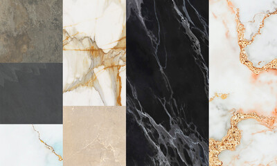 Modern marble mosaic, art deco wallpaper, marbled tile, geometrical fashion marbling illustration