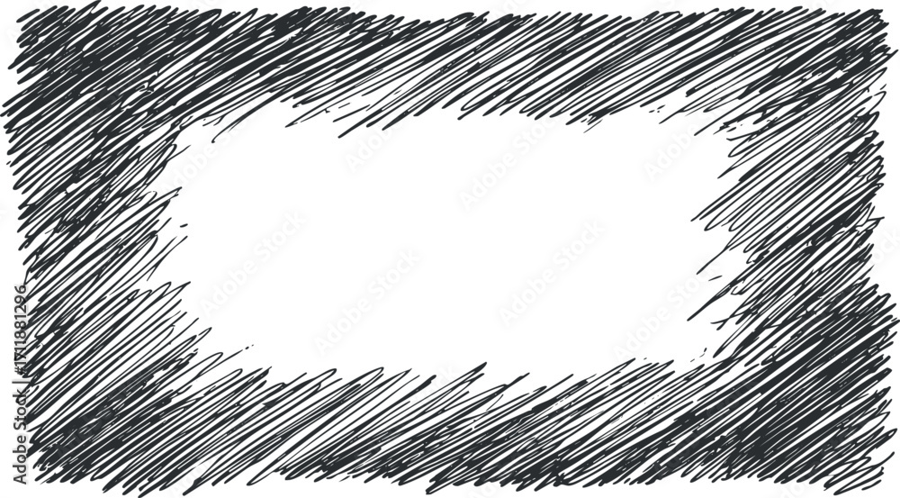 Poster hand-drawn sketch frame with a blank center for creative designs or text placement.