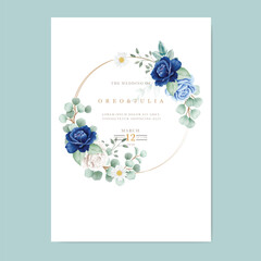 Wreath of flowers in watercolor style with white background  rose flowers vector design round invitation frame