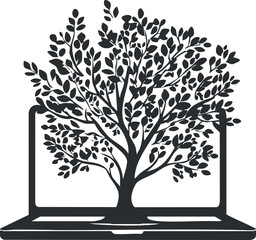 Obraz premium A creative representation of a tree growing from a laptop symbolizing technology and nature.