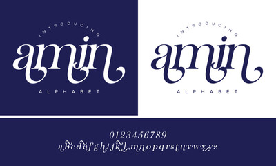 Elegant Amin Alphabet Modern Stylish Decorative Font Design