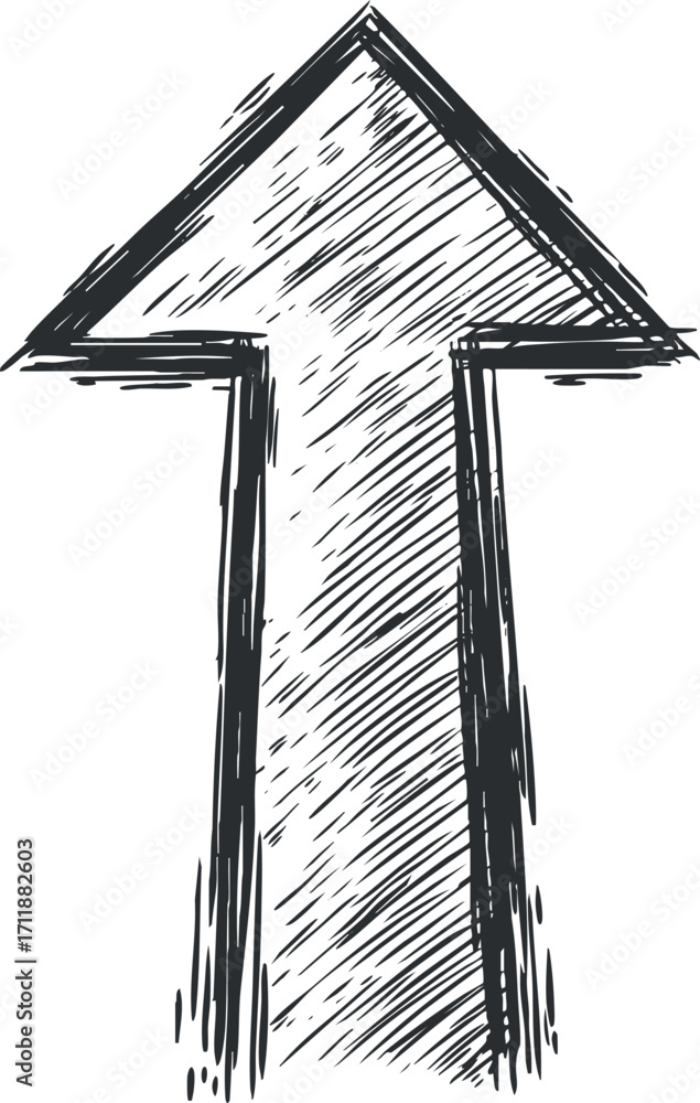 Poster a sketch of an upward arrow symbolizing direction and growth in various contexts.