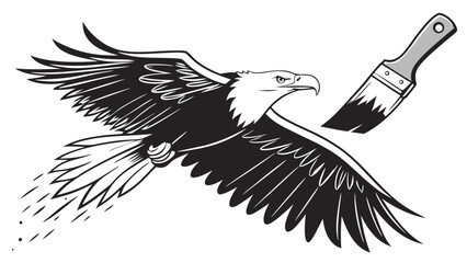 Obraz premium Stylized Eagle in Flight with Paintbrush Design Element.