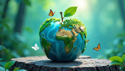 An apple shaped like planet Earth.