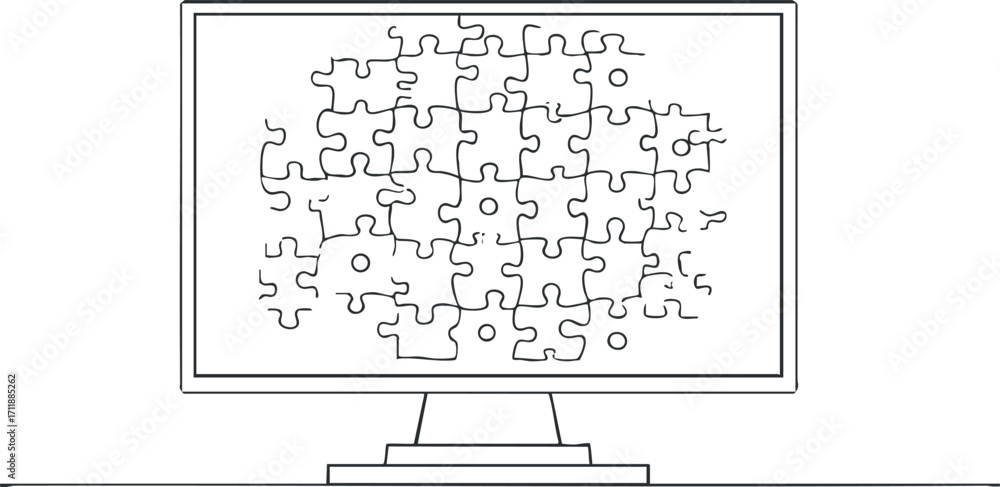Aufkleber a computer screen displaying a puzzle design representing problem-solving and innovation in technolo