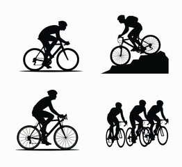 Fototapeta premium Dynamic Silhouettes of Cyclists in Motion Illustrating Speed and Adventure