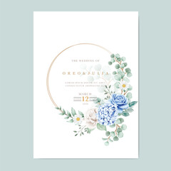 Wreath of flowers in watercolor style with white background  rose flowers vector design round invitation frame