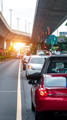 Fototapeta premium Busy highway underpass at sunset