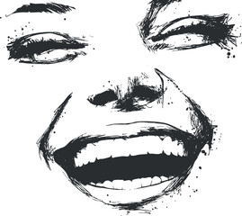 A creative and abstract illustration of a smiling face conveying joy and happiness.