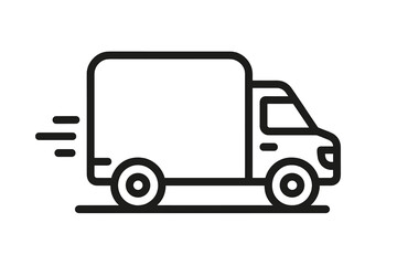 Fast Delivery Truck Icon, Modern Outline Style, Express Shipping, Transport Logistics, Cargo, Vector Illustration, Transparent Background, Minimal Design, Commercial Freight Symbol Set