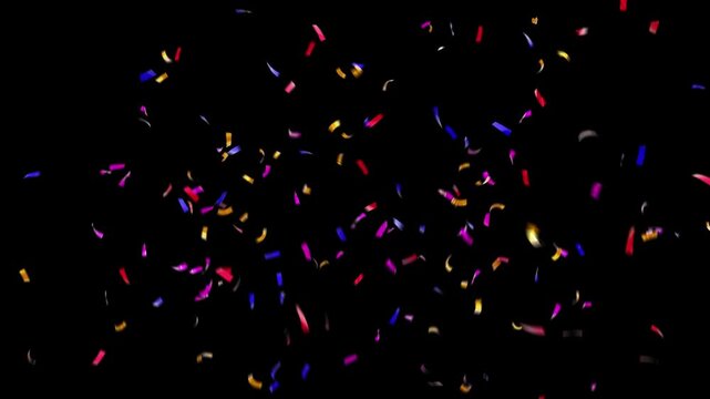 Colorful Isolated Confetti party popper Explosion confetti Blast Realistic On Isolated Background. Falling golden confetti on White And Black background 4K with Alpha channel. Double burst of confetti