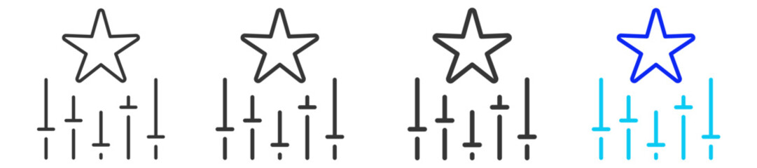 Rate adjustment icon set collection in creative outline style for refinance with multiple thickness variations for financial web design elements and UI resources