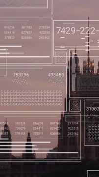 Animation of financial data processing over london cityscape