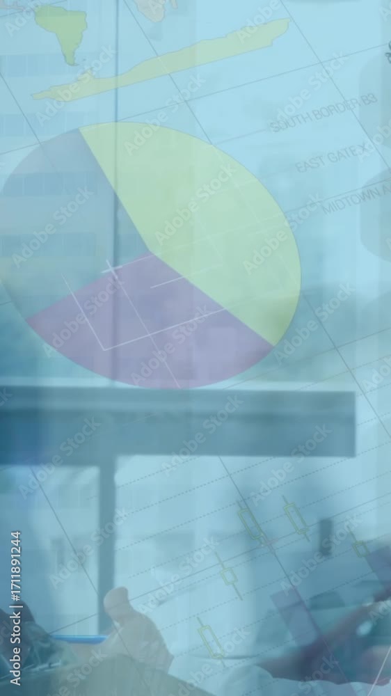 Aufkleber animation of data processing over smiling caucasian businessman in office
