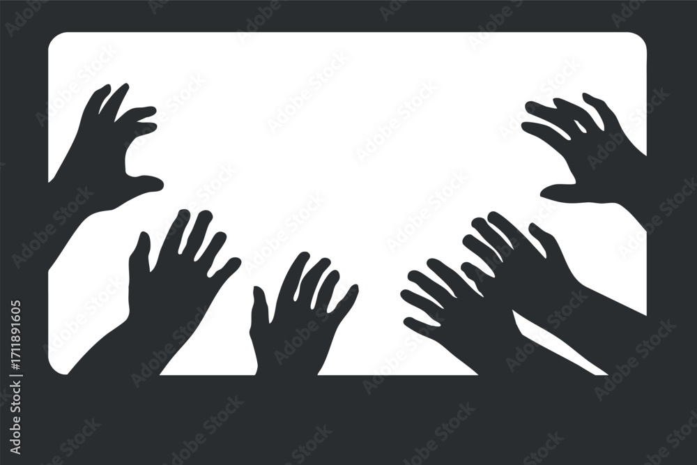 Aufkleber silhouette of hands reaching out against a blank background symbolizing support and connection.