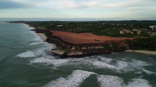 Pipa Beach In Tibau Do Sul Rio Grande Do Norte Brazil. Dramatic Landscape Of Beautiful Canyons In The Tropical Scene. Paradise Landscape Peaceful Stunning. (Praia da Pipa em Tibau do Sul, Rio Grande )
