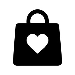 Shopping Bag with Heart (Variant) – Retail & Charity Silhouette Icon